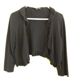 JONES NEW YORK Black  Ruffle Crop Cardigan